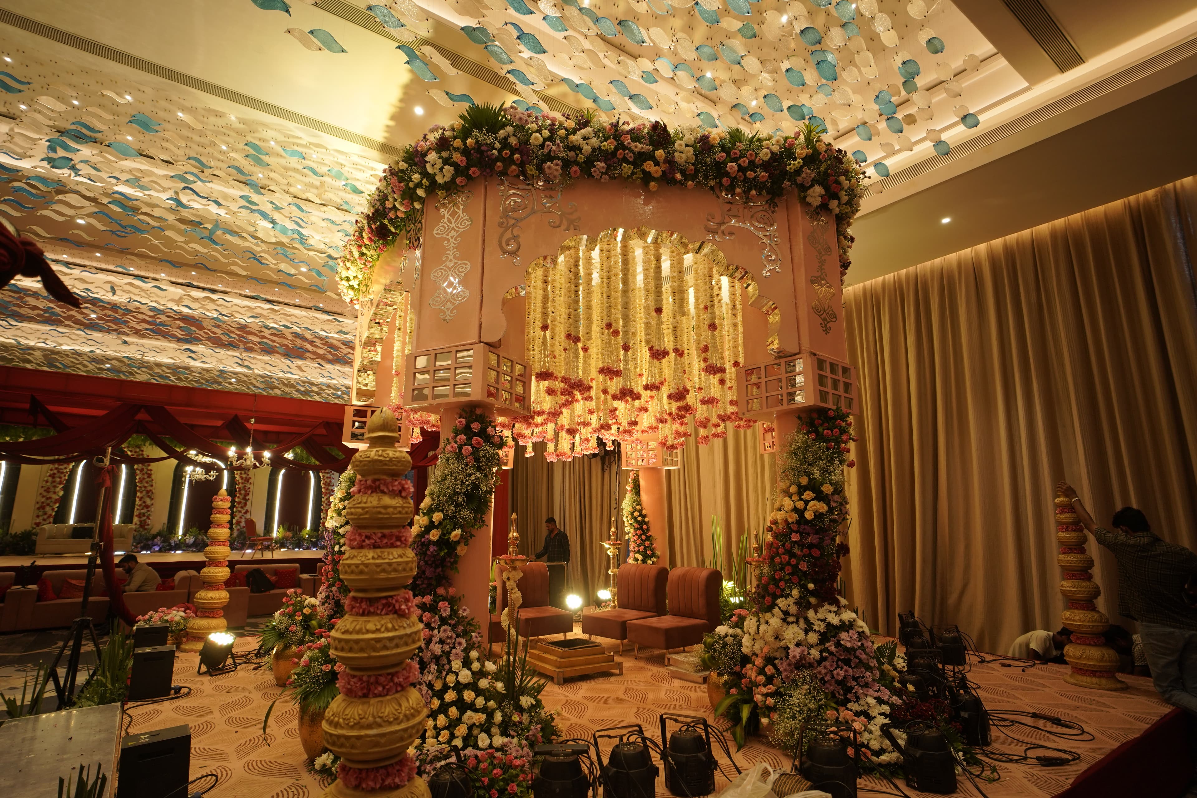 Illuminated floral entrance passage